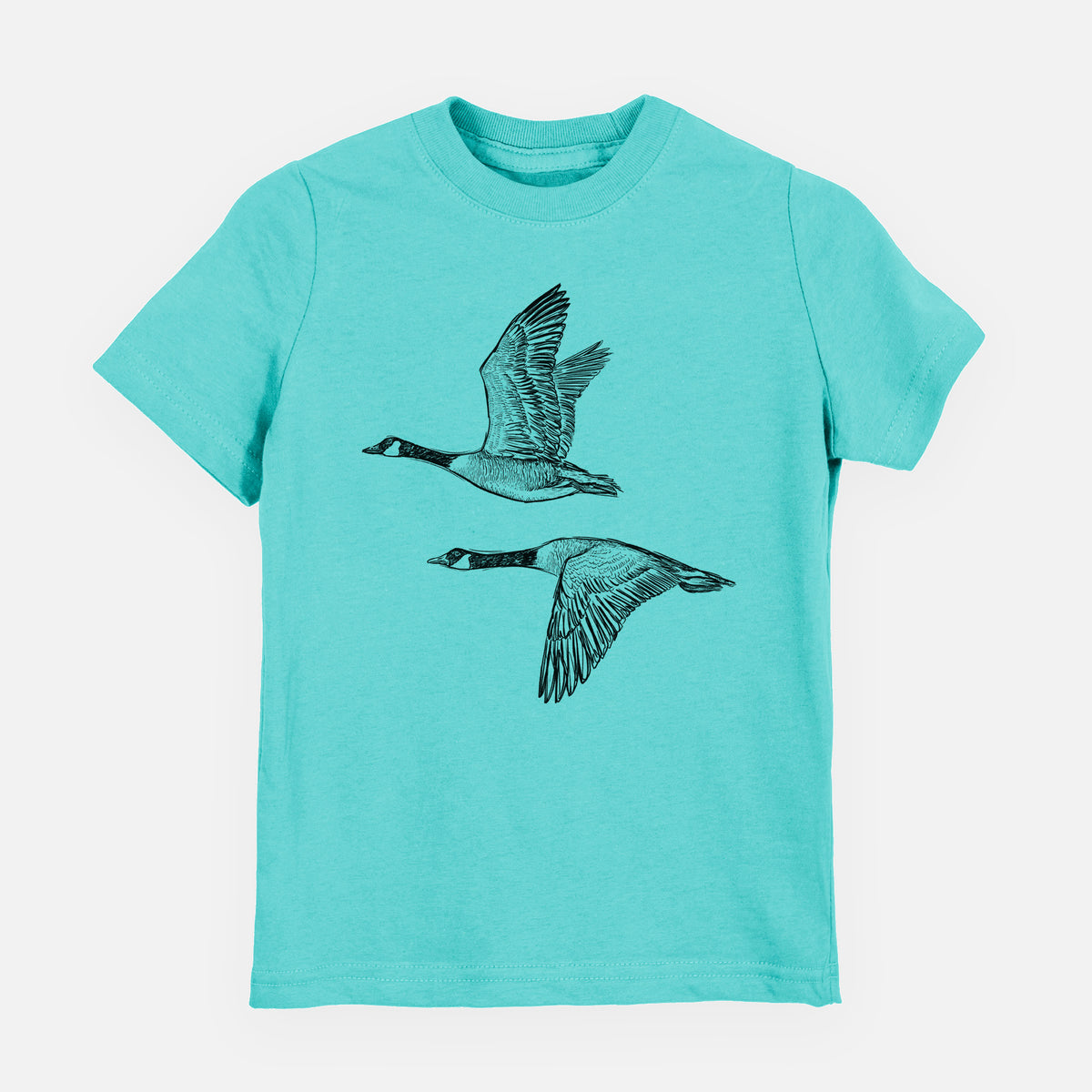 Canada Geese in Flight - Branta canadensis - Toddler/Youth Shirt in Caribbean