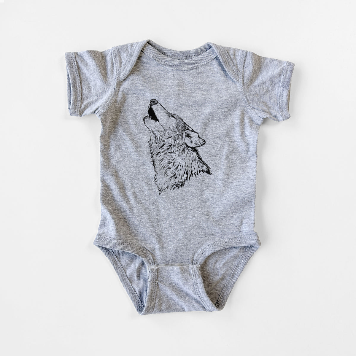 Canis lupus - Grey Wolf Howling - Baby Fine Jersey Bodysuit