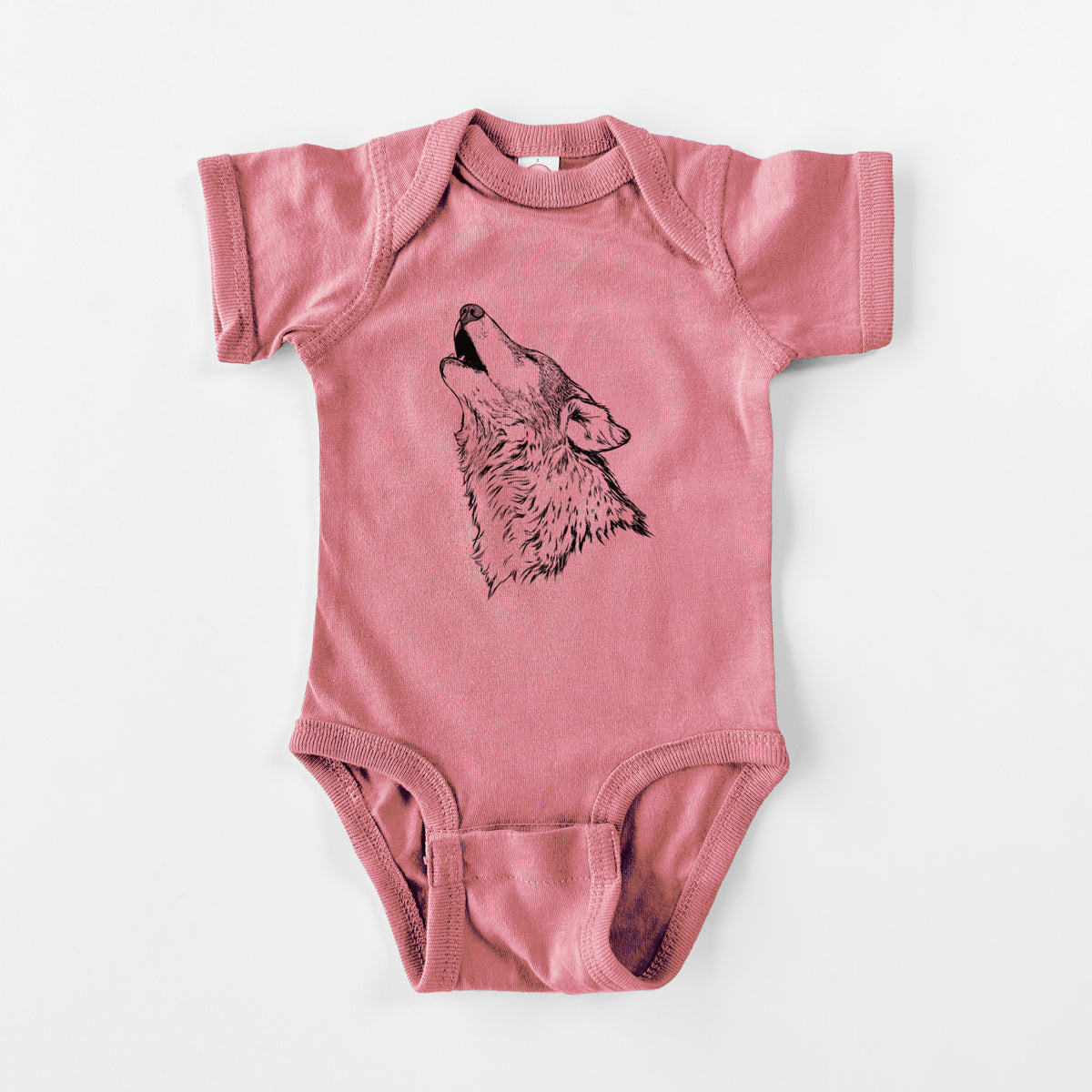 Canis lupus - Grey Wolf Howling - Baby Fine Jersey Bodysuit
