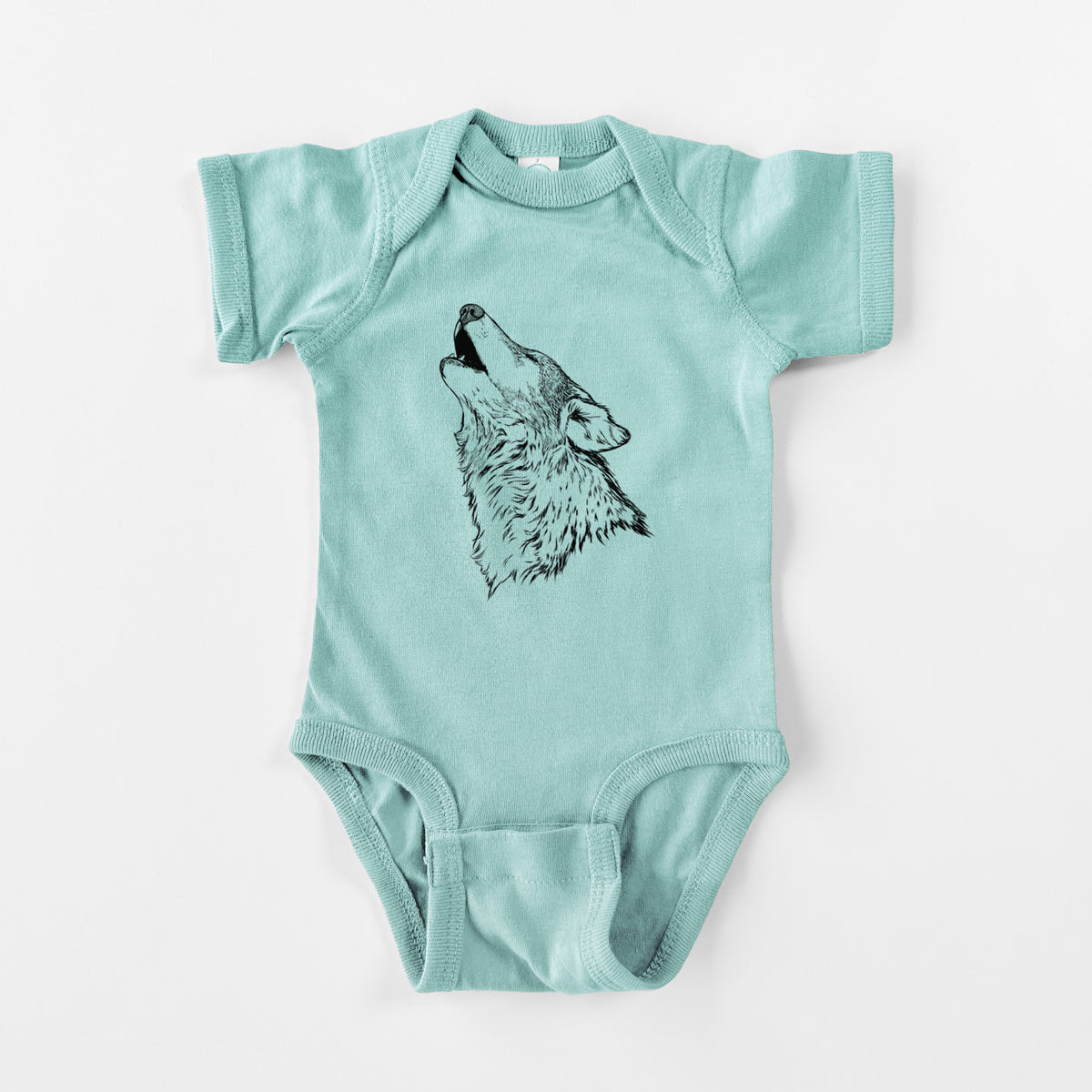 Canis lupus - Grey Wolf Howling - Baby Fine Jersey Bodysuit