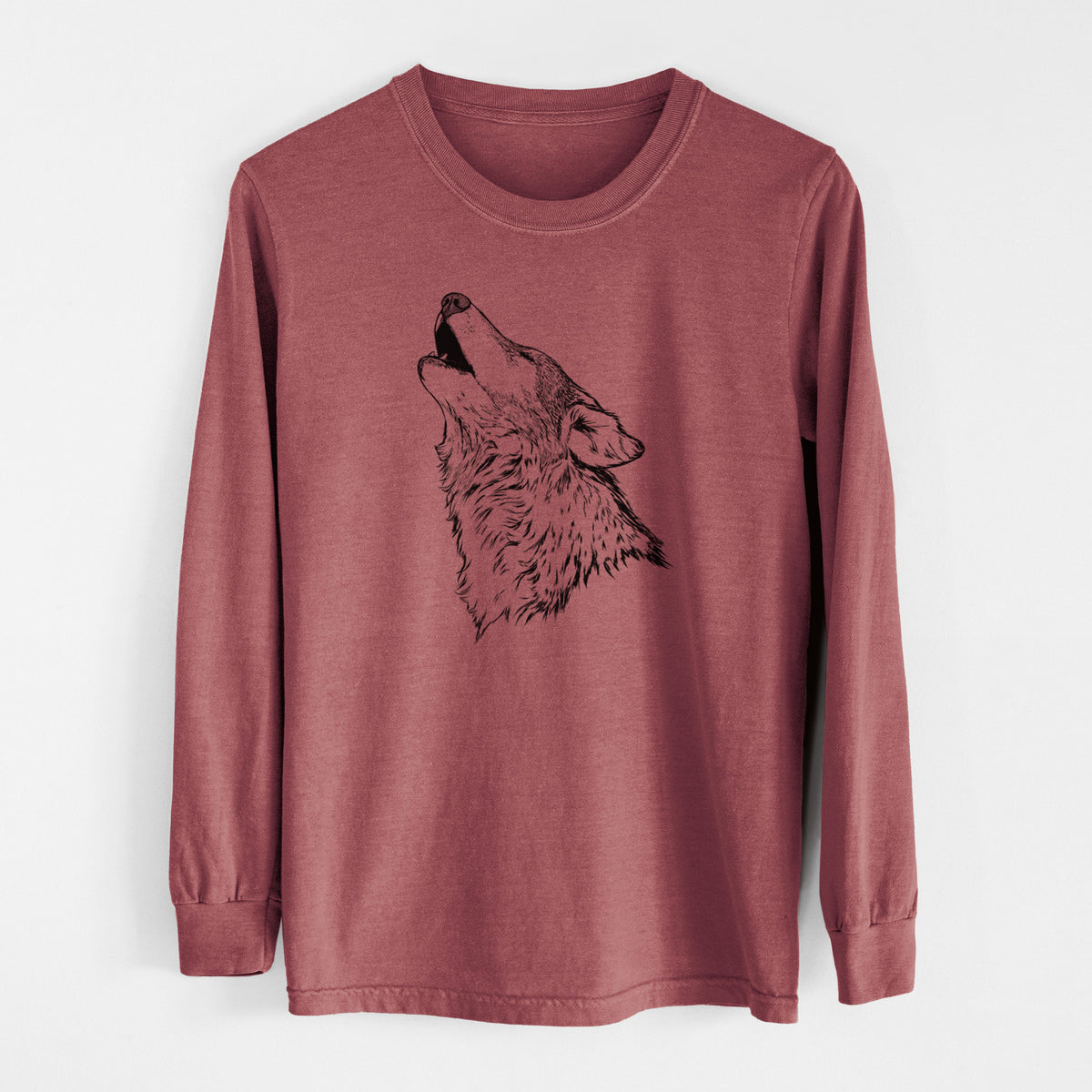 Canis lupus - Grey Wolf Howling - Unisex Comfort Colors 100% Cotton Long Sleeve