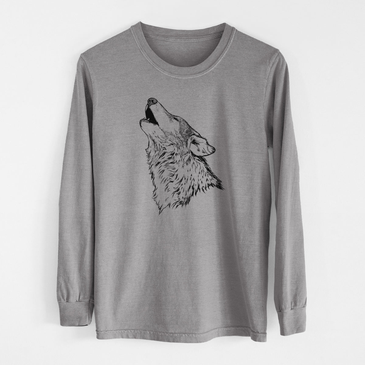 Canis lupus - Grey Wolf Howling - Unisex Comfort Colors 100% Cotton Long Sleeve