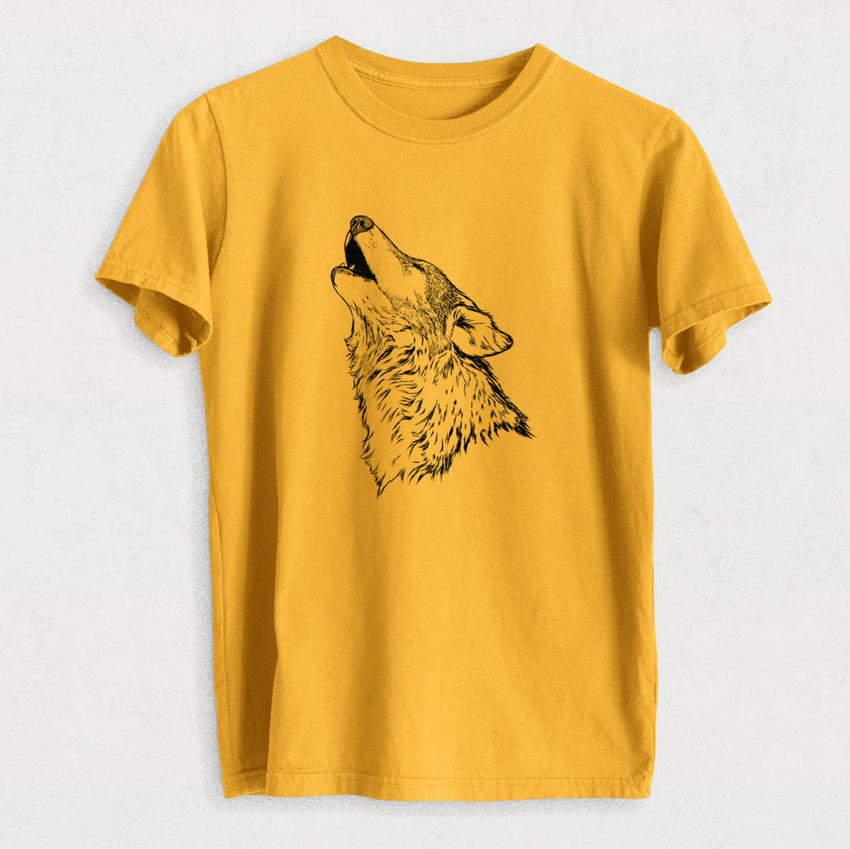 Canis lupus - Grey Wolf Howling - Heavyweight Men&#39;s 100% Organic Cotton Tee