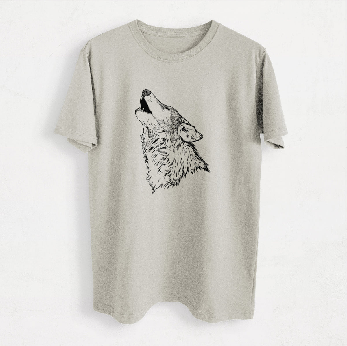 Canis lupus - Grey Wolf Howling - Heavyweight Men&#39;s 100% Organic Cotton Tee