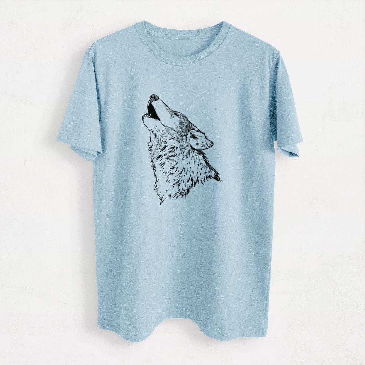 Canis lupus - Grey Wolf Howling - Heavyweight Men&#39;s 100% Organic Cotton Tee