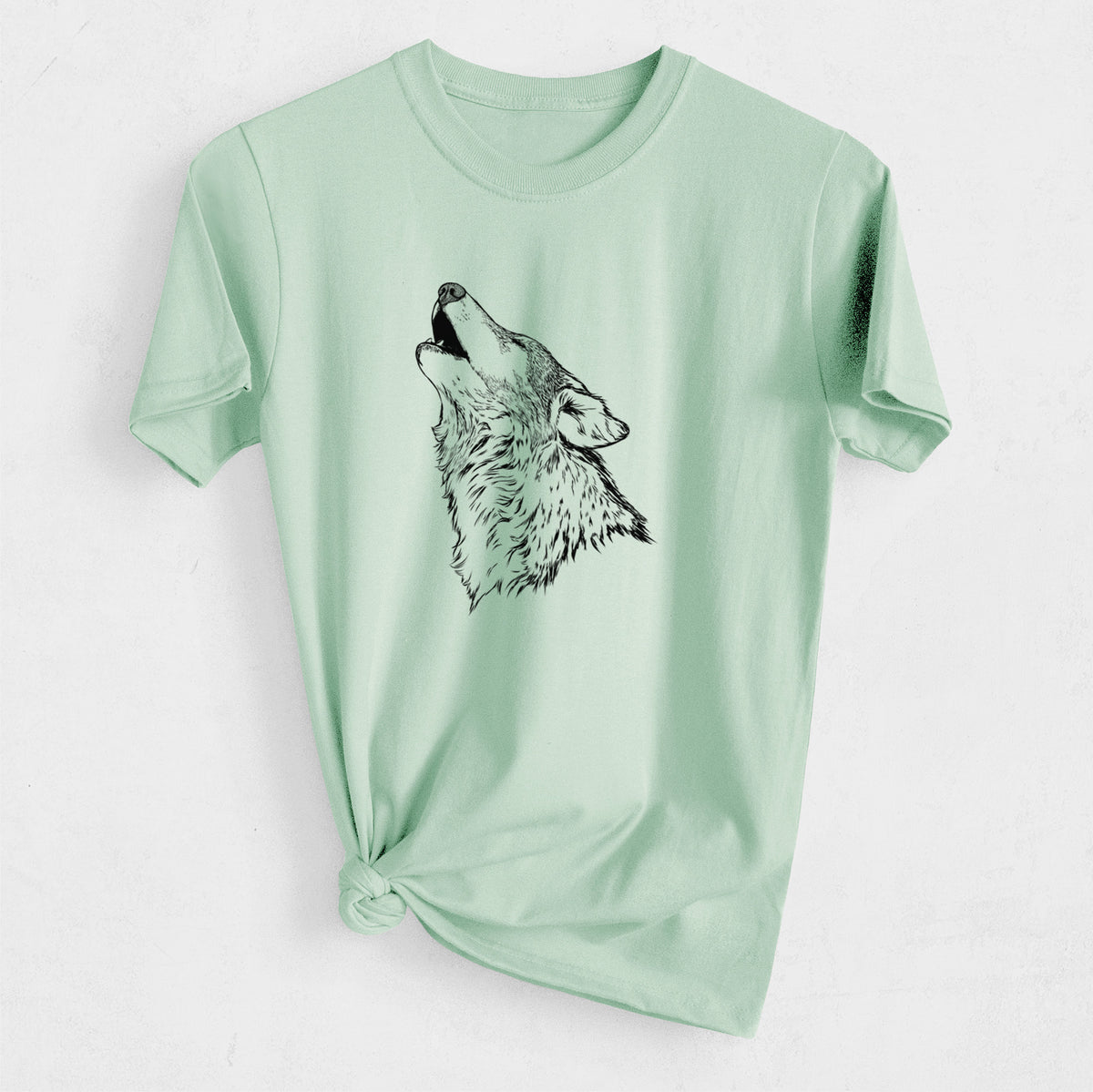 Canis lupus - Grey Wolf Howling - Heavyweight Men&#39;s 100% Organic Cotton Tee