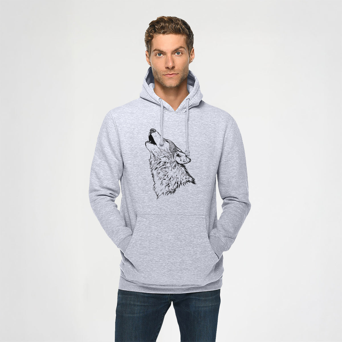 Canis lupus - Grey Wolf Howling - Heavyweight Fleece Hoodie