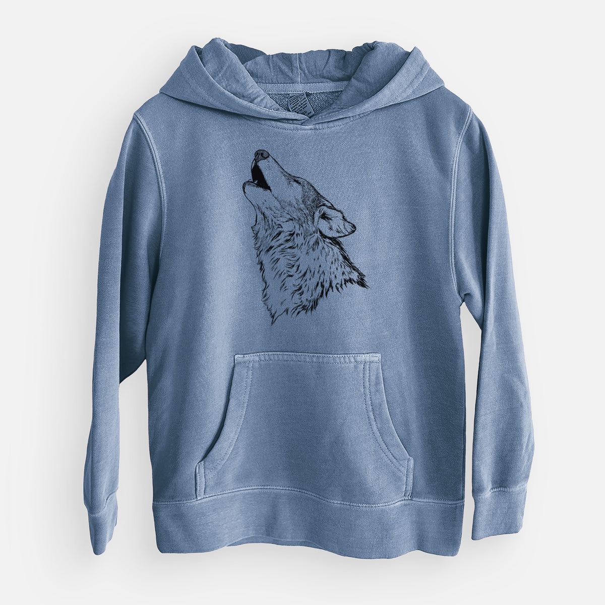 Canis lupus - Grey Wolf Howling - Youth Pigment Dyed Hoodie