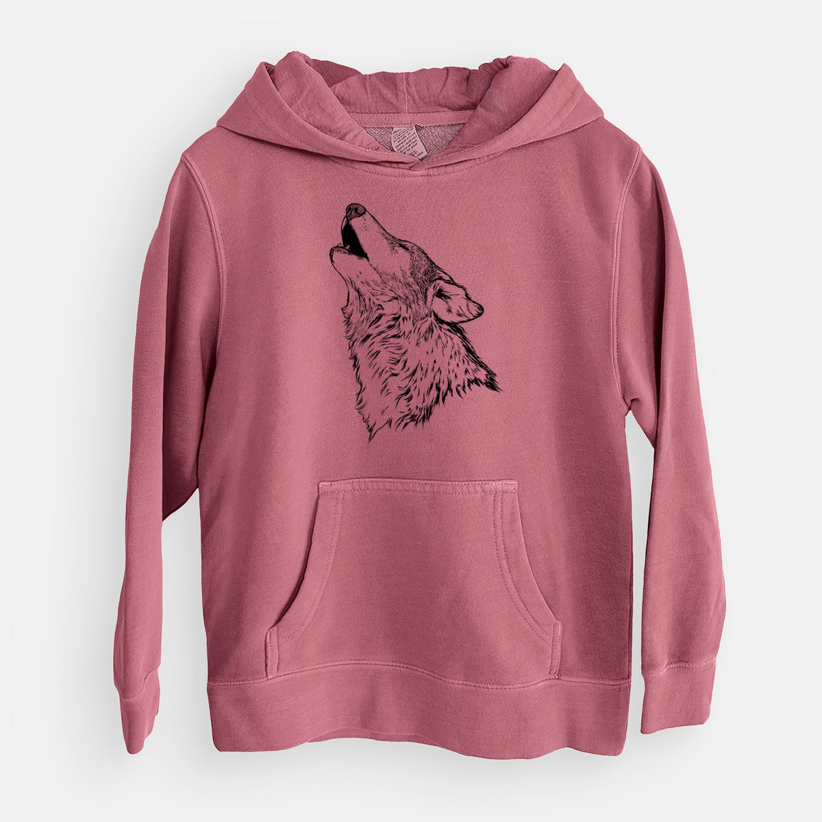 Canis lupus - Grey Wolf Howling - Youth Pigment Dyed Hoodie