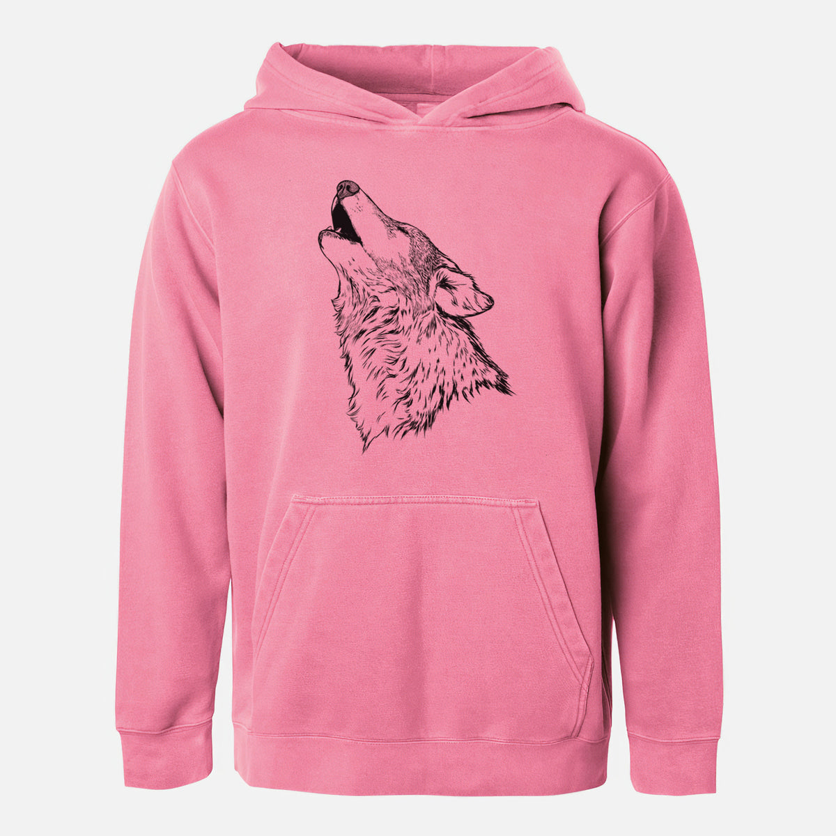 Canis lupus - Grey Wolf Howling - Youth Pigment Dyed Hoodie