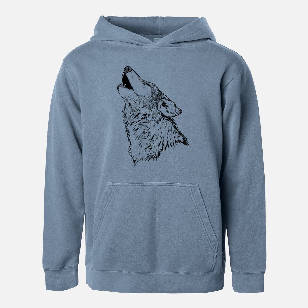 Canis lupus - Grey Wolf Howling - Youth Pigment Dyed Hoodie