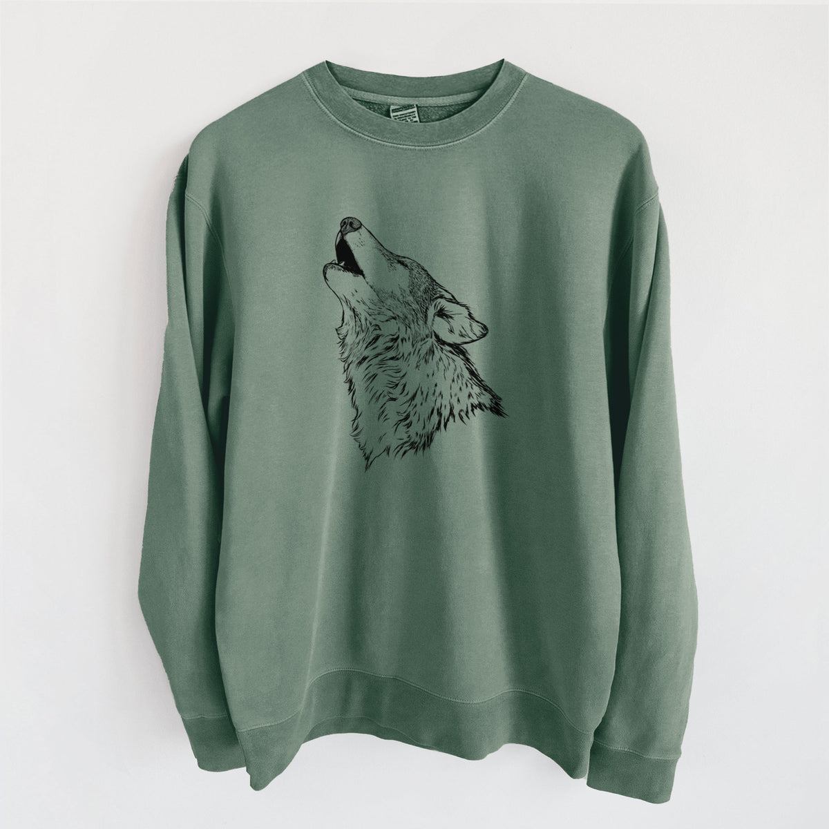 Canis lupus - Grey Wolf Howling - Unisex Pigment Dyed Crew Sweatshirt