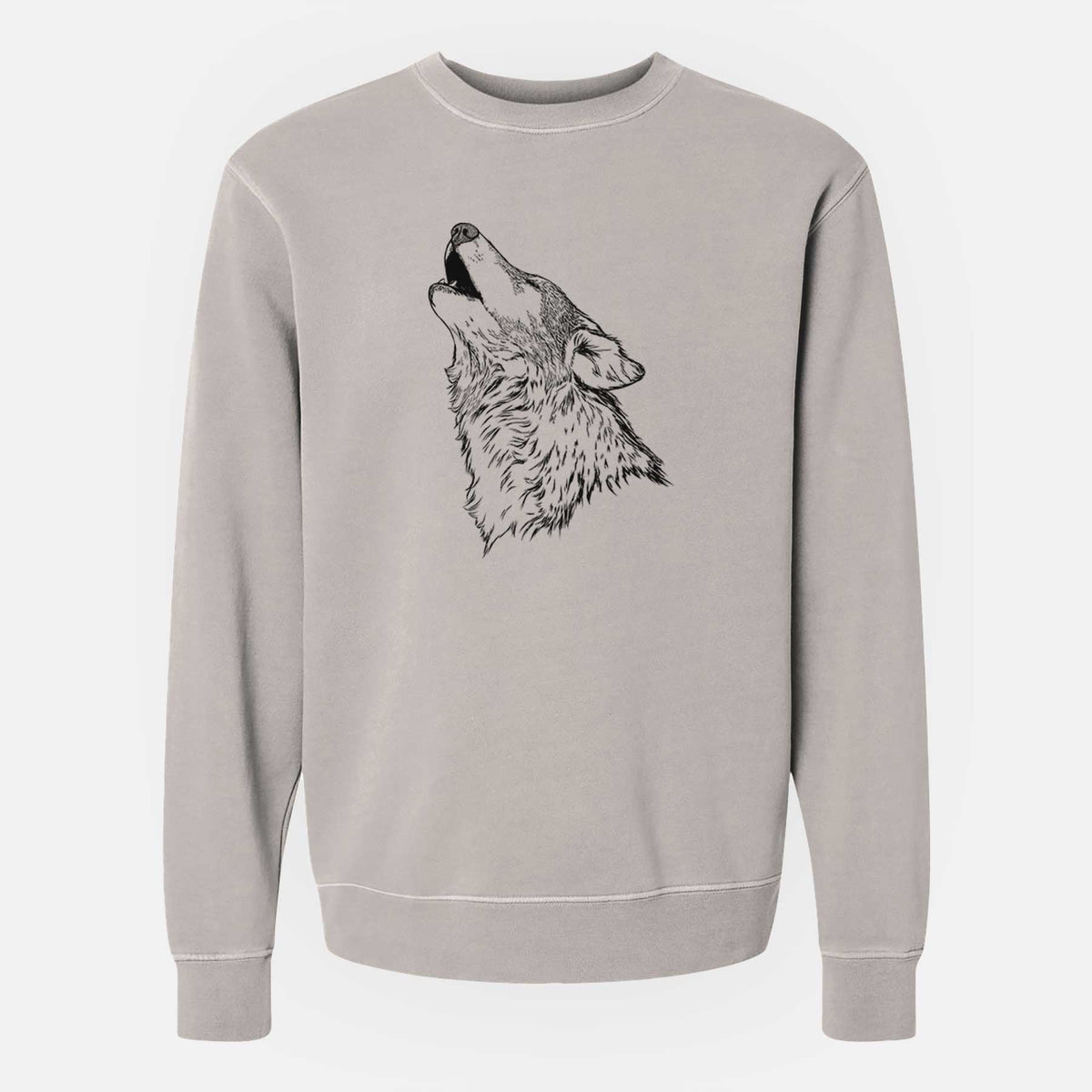 Canis lupus - Grey Wolf Howling - Unisex Pigment Dyed Crew Sweatshirt