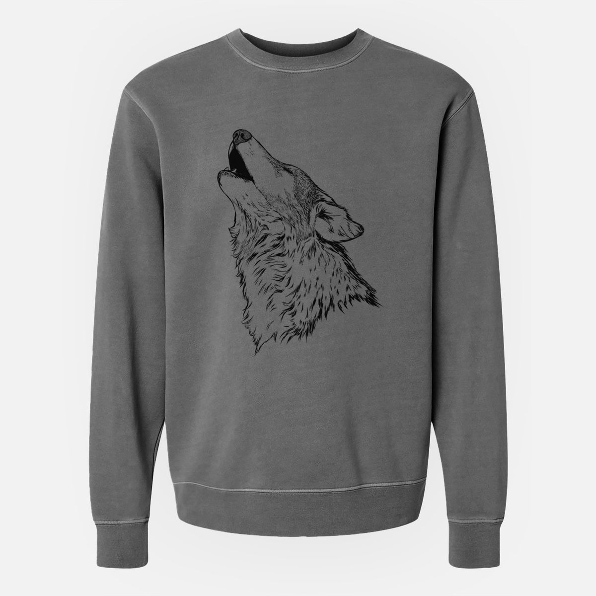 Canis lupus - Grey Wolf Howling - Unisex Pigment Dyed Crew Sweatshirt