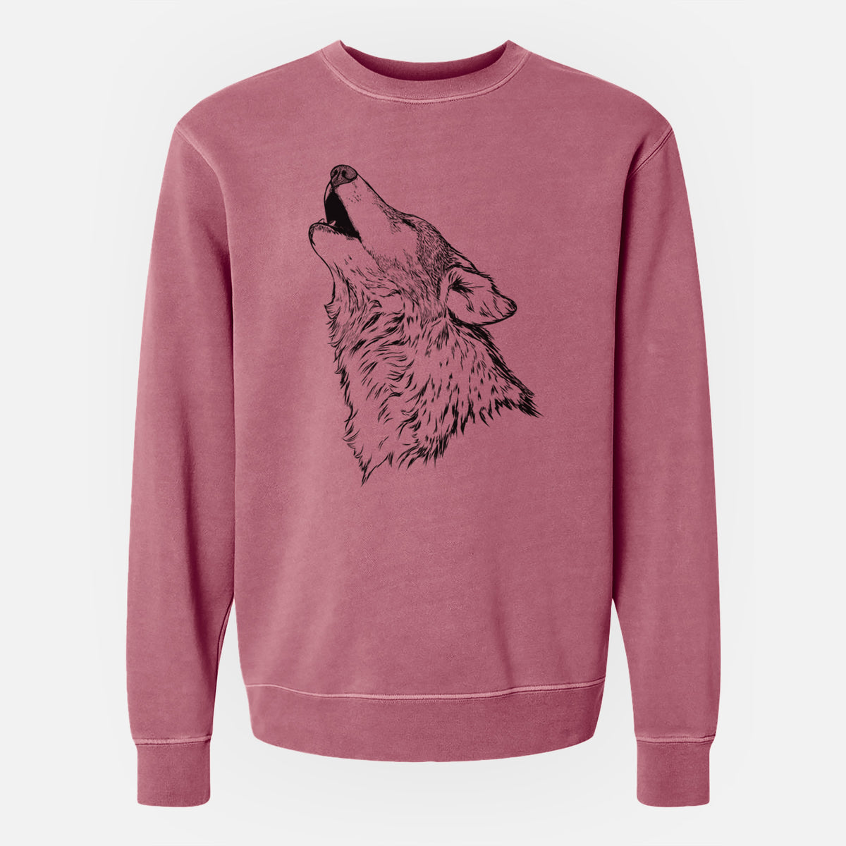 Canis lupus - Grey Wolf Howling - Unisex Pigment Dyed Crew Sweatshirt