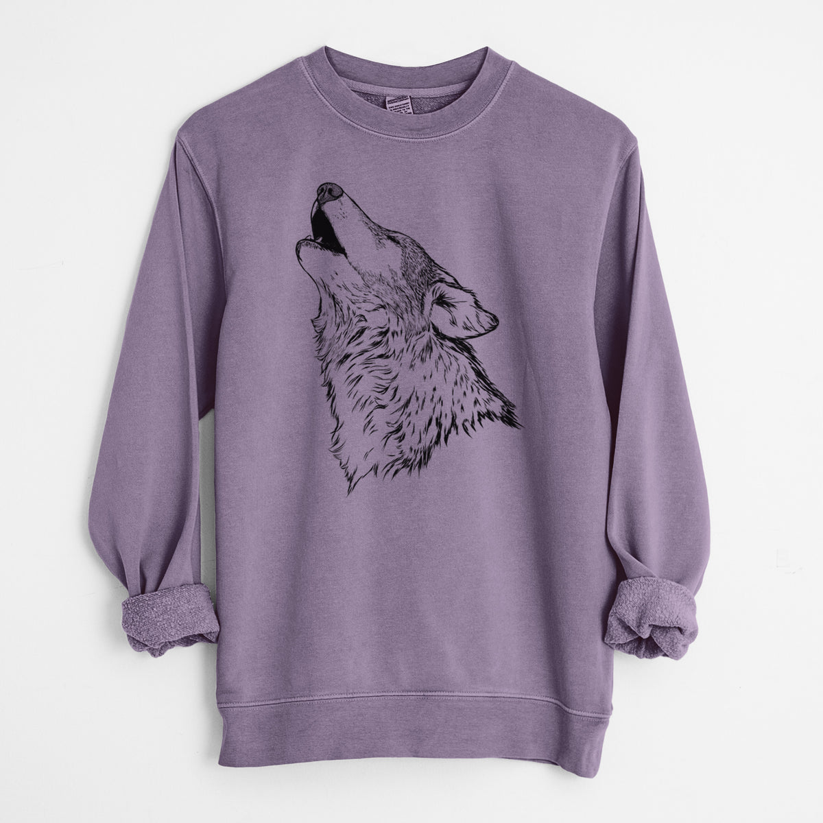 Canis lupus - Grey Wolf Howling - Unisex Pigment Dyed Crew Sweatshirt