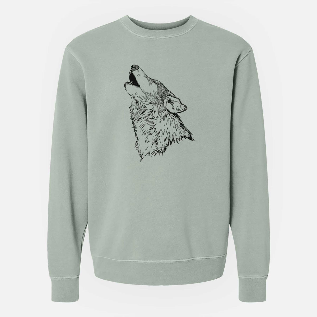 Canis lupus - Grey Wolf Howling - Unisex Pigment Dyed Crew Sweatshirt