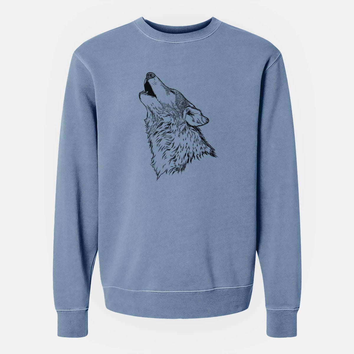 Canis lupus - Grey Wolf Howling - Unisex Pigment Dyed Crew Sweatshirt