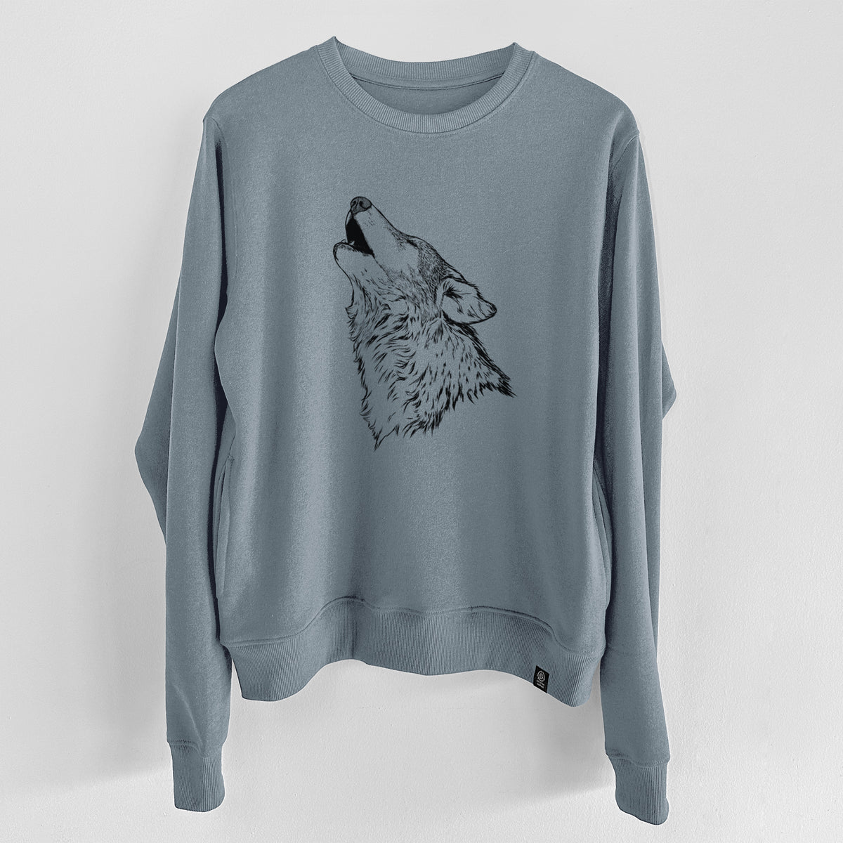 Canis lupus - Grey Wolf Howling  - Unisex Reclaimed Crewneck Sweatshirt