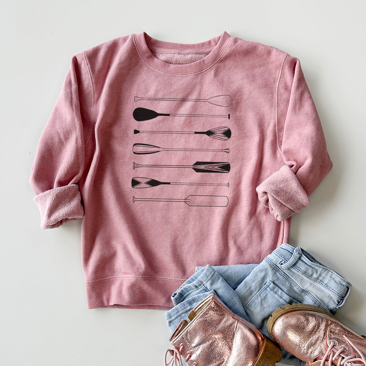 Canoe Paddles - Youth Lightweight Crewneck Sweatshirt