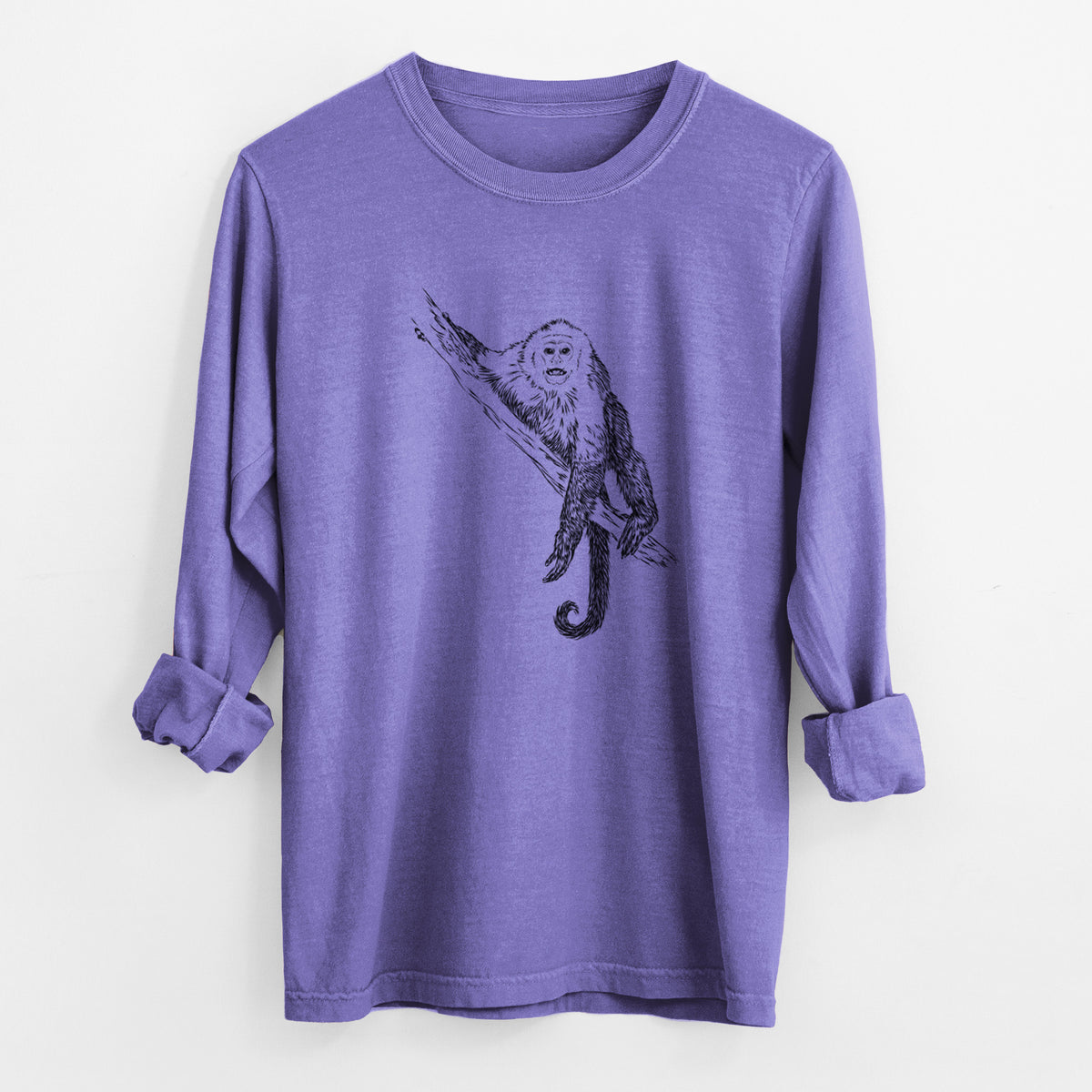 Capuchin Monkey - Cebus imitator - Unisex Comfort Colors 100% Cotton Long Sleeve