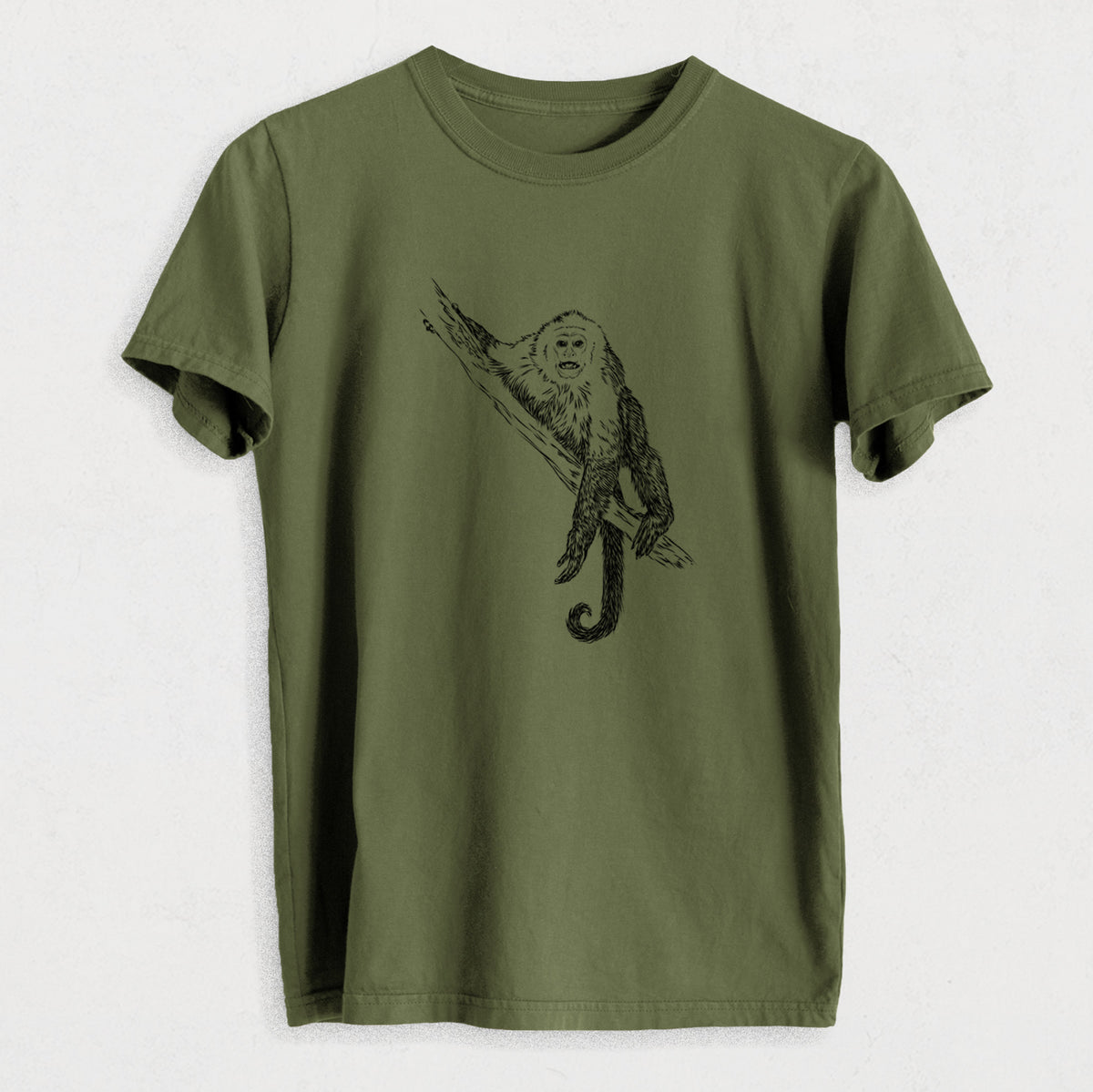 Capuchin Monkey - Cebus imitator - Heavyweight Men&#39;s 100% Organic Cotton Tee
