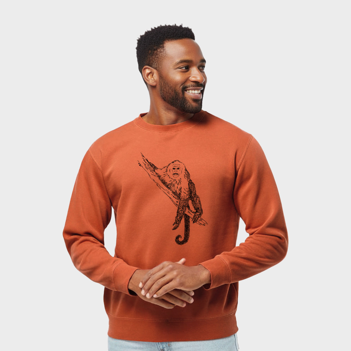 Capuchin Monkey - Cebus imitator - Unisex Pigment Dyed Crew Sweatshirt