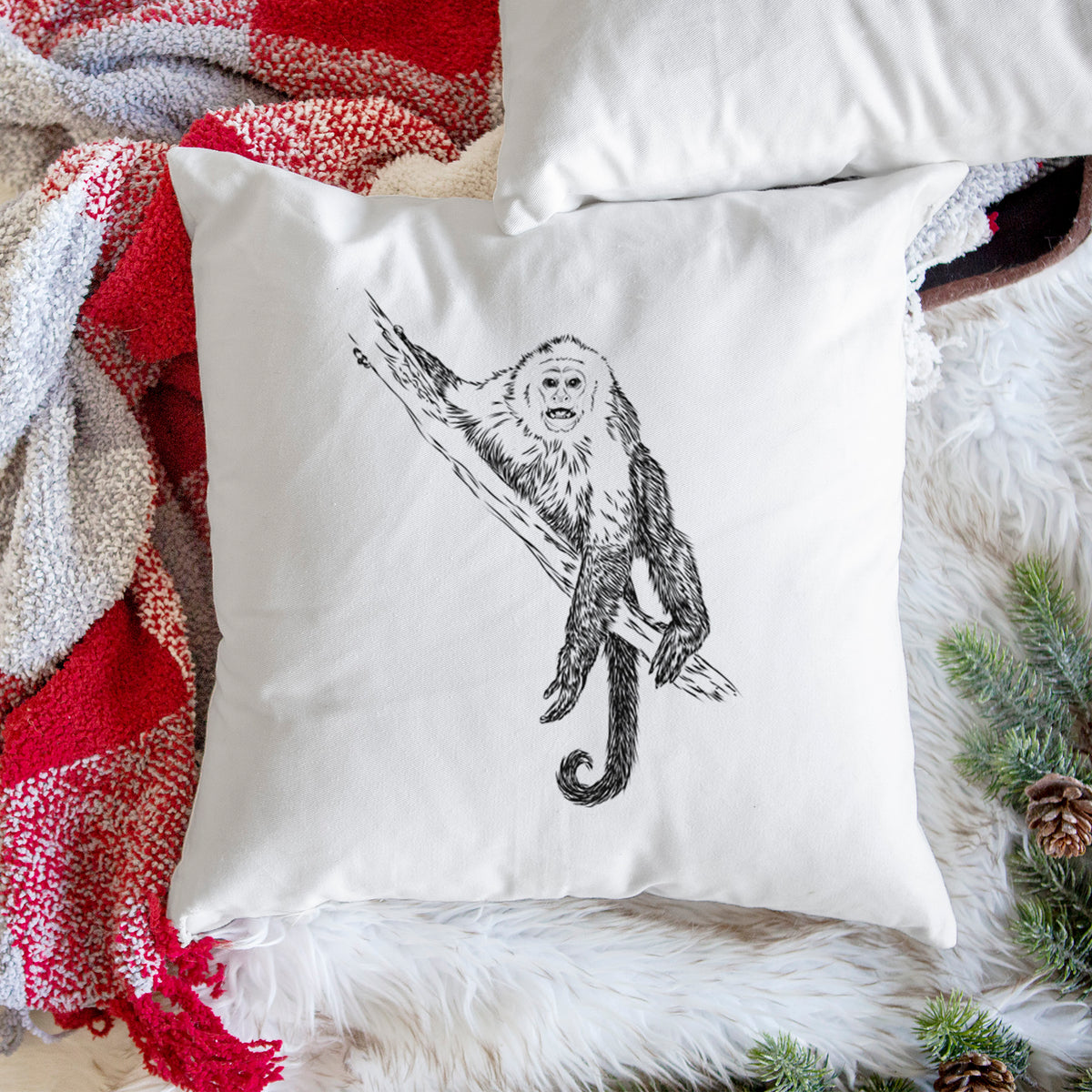 Capuchin Monkey - Cebus imitator - Throw Pillow Cover