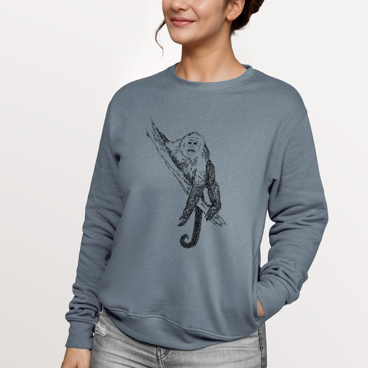 Capuchin Monkey - Cebus imitator  - Unisex Reclaimed Crewneck Sweatshirt