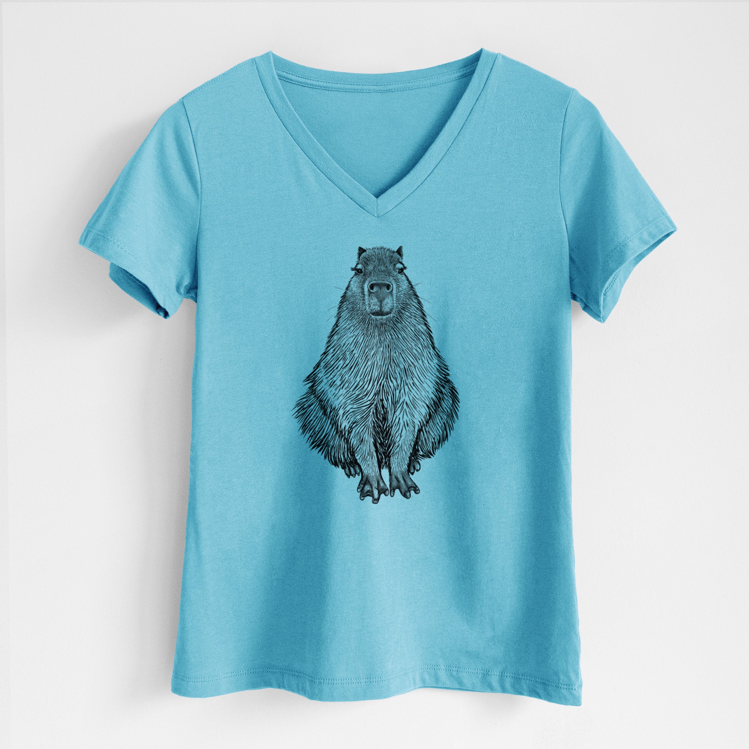 Capybara - Hydrochoerus hydrochaeris - Women's Lightweight Relaxed Fit 100% Cotton V-neck