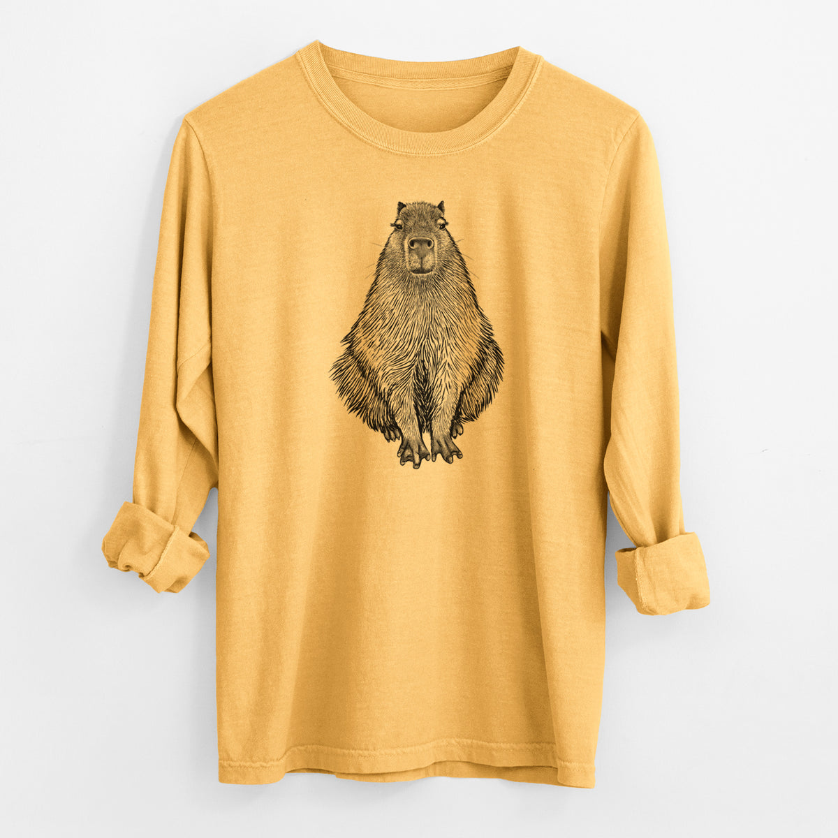 Capybara - Hydrochoerus hydrochaeris - Men&#39;s Heavyweight 100% Cotton Long Sleeve