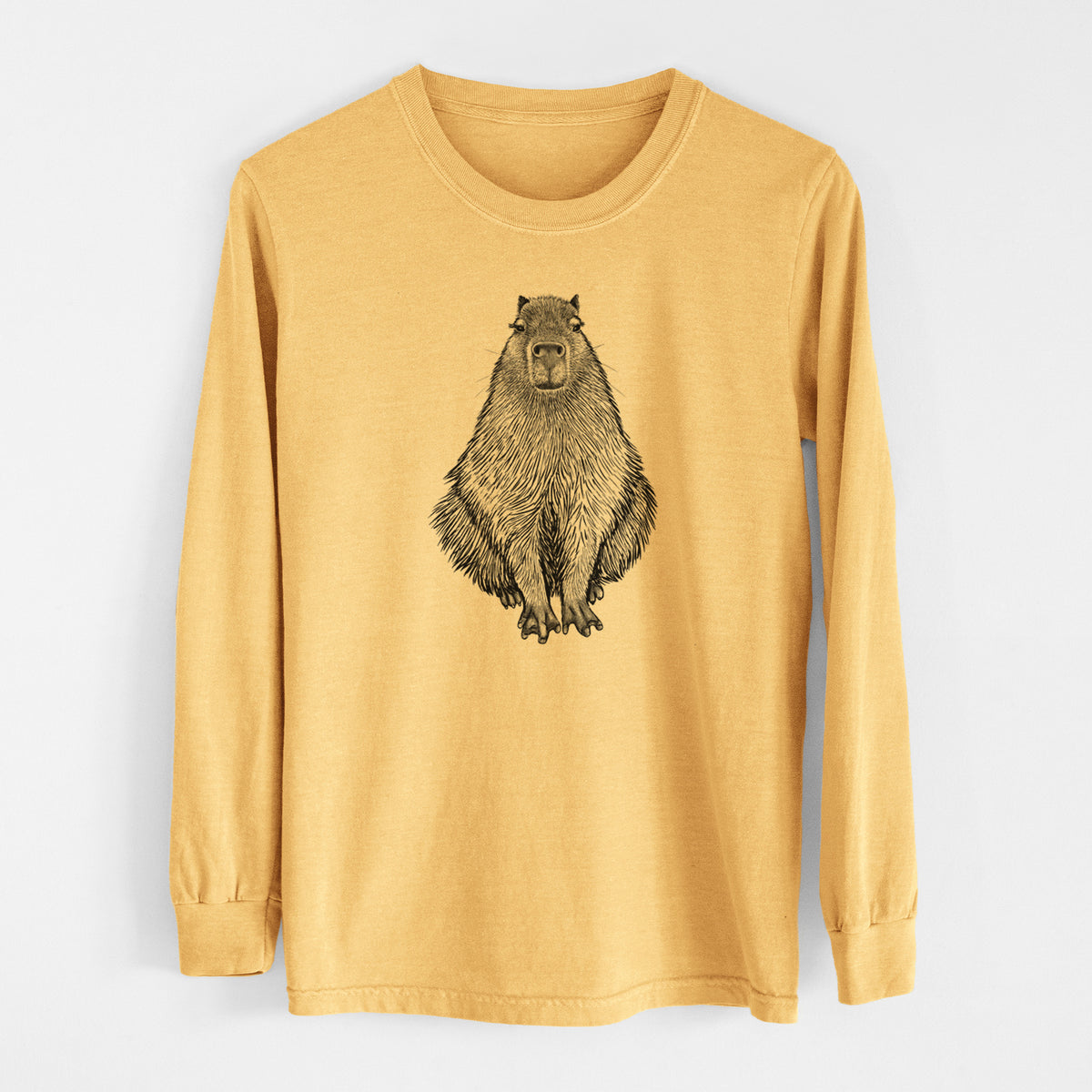 Capybara - Hydrochoerus hydrochaeris - Men&#39;s Heavyweight 100% Cotton Long Sleeve