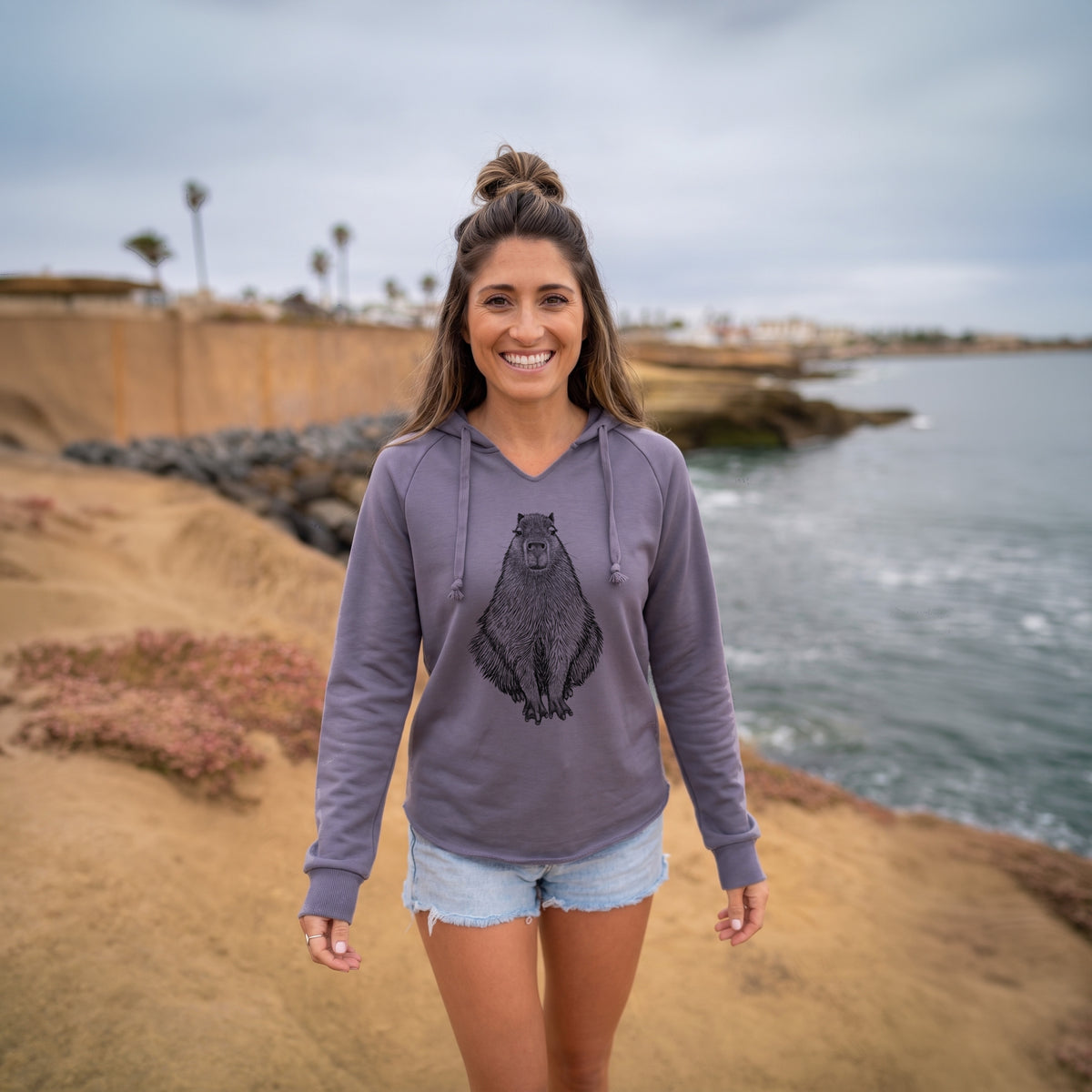 Capybara - Hydrochoerus hydrochaeris - Cali Wave Hooded Sweatshirt