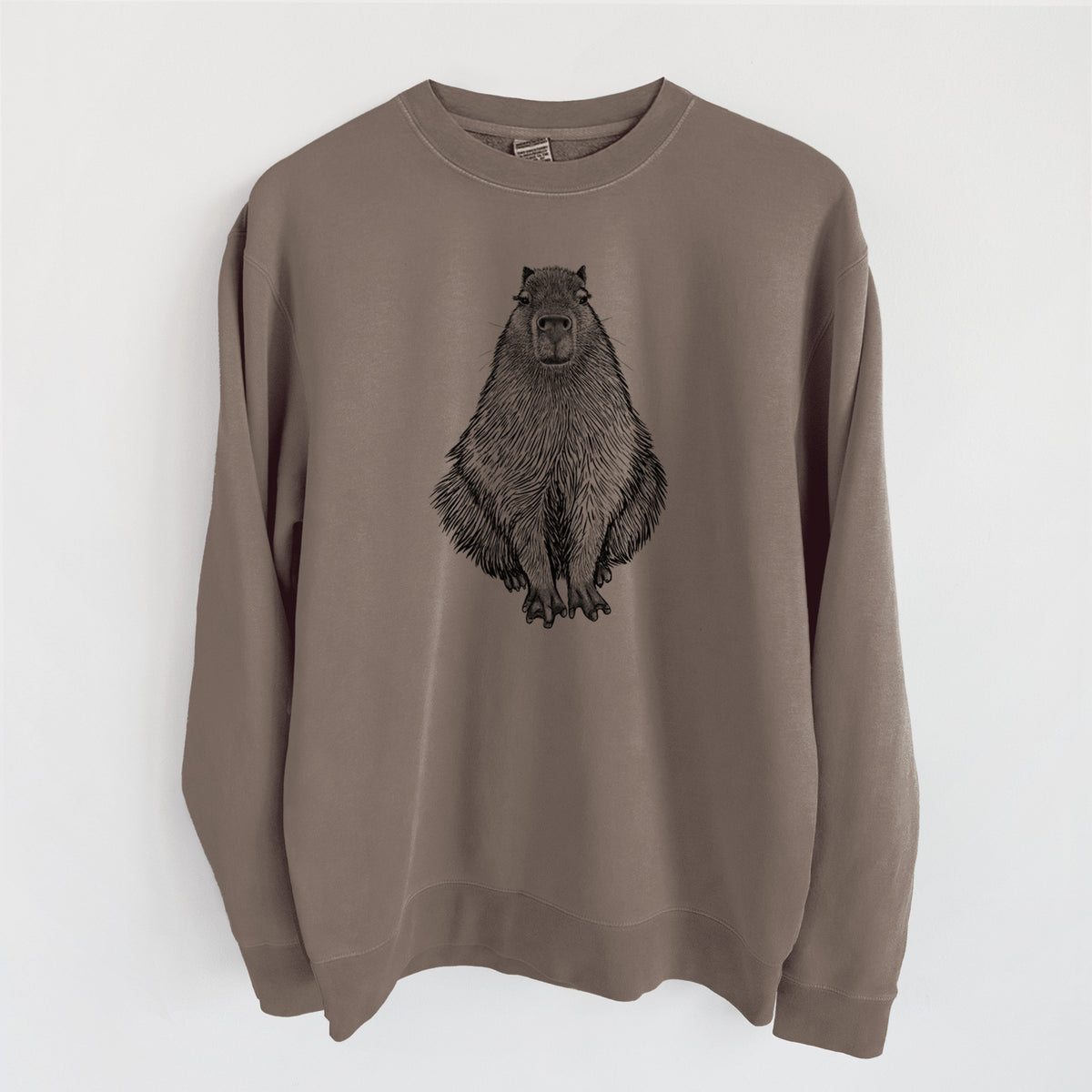 Capybara - Hydrochoerus hydrochaeris - Unisex Pigment Dyed Crew Sweatshirt in Espresso Brown Color