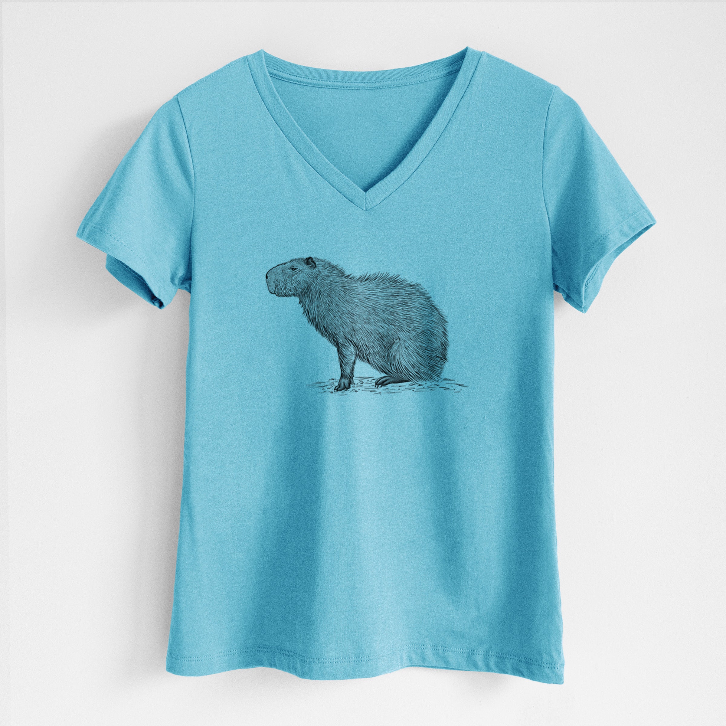 Capybara Profile - Hydrochoerus hydrochaeris - Women's Lightweight Relaxed Fit 100% Cotton V-neck