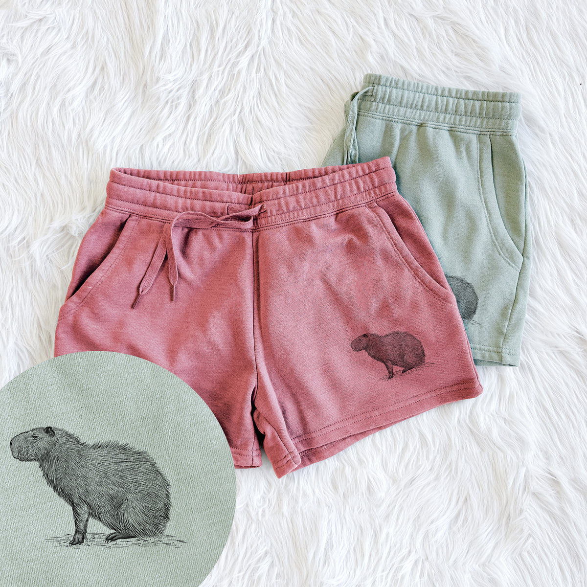 Capybara Profile - Hydrochoerus hydrochaeris - Women&#39;s Cali Wave Shorts