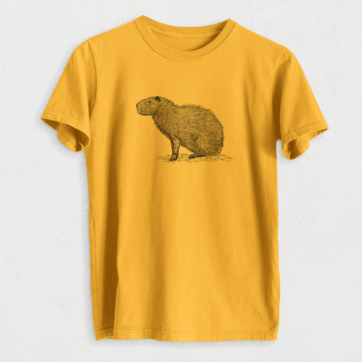 Capybara Profile - Hydrochoerus hydrochaeris - Heavyweight Men&#39;s 100% Organic Cotton Tee