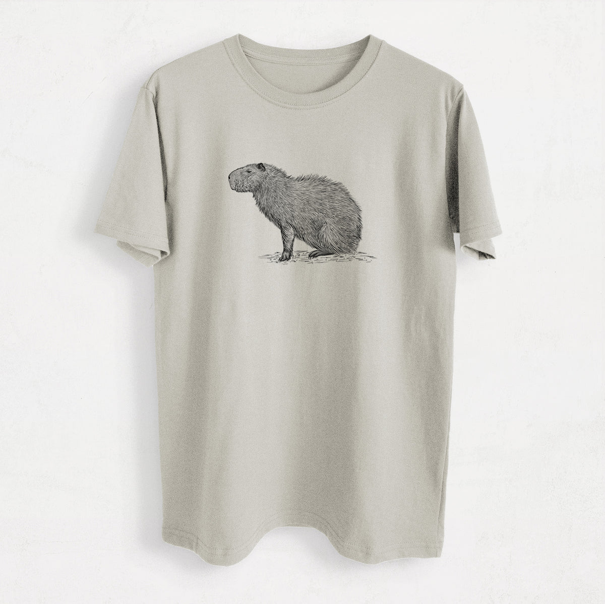 Capybara Profile - Hydrochoerus hydrochaeris - Heavyweight Men&#39;s 100% Organic Cotton Tee