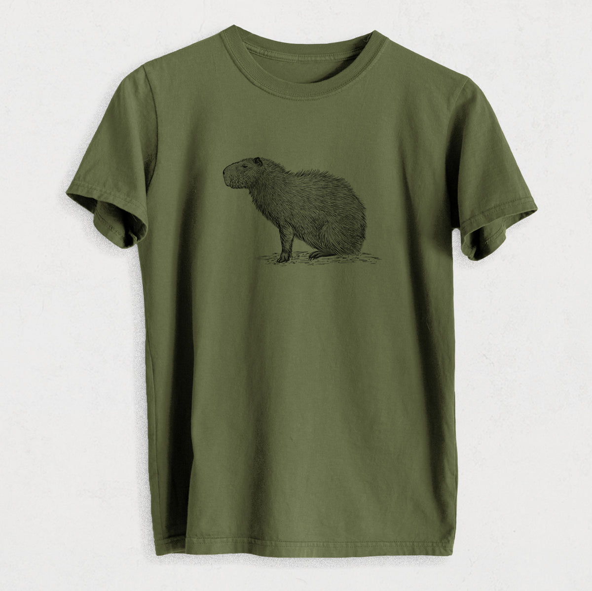 Capybara Profile - Hydrochoerus hydrochaeris - Heavyweight Men&#39;s 100% Organic Cotton Tee