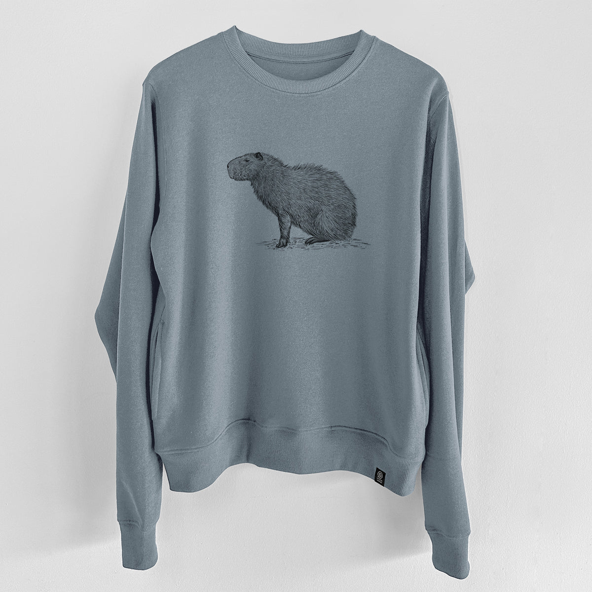 Capybara Profile - Hydrochoerus hydrochaeris  - Unisex Reclaimed Crewneck Sweatshirt