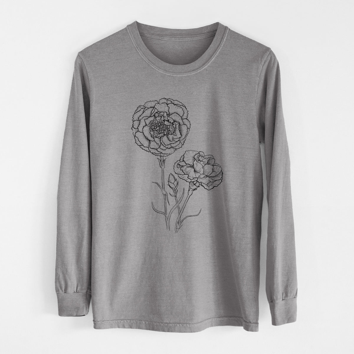 Carnations - Dianthus caryophyllus - Heavyweight 100% Cotton Long Sleeve