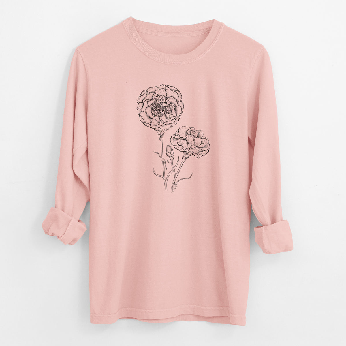 Carnations - Dianthus caryophyllus - Men&#39;s Heavyweight 100% Cotton Long Sleeve