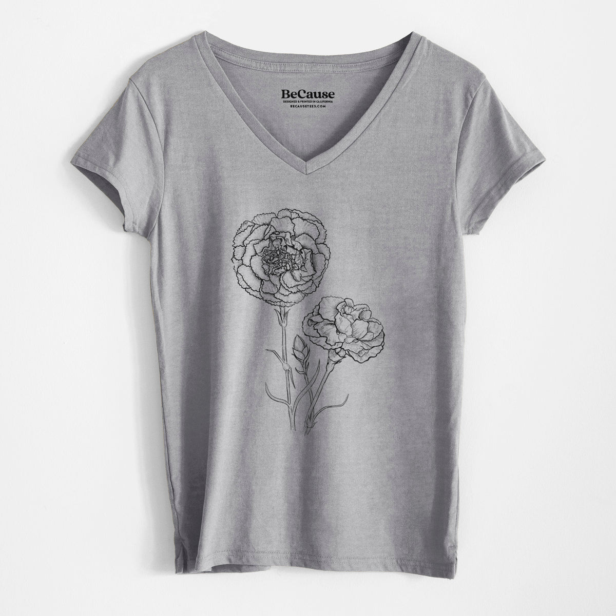 Carnations - Dianthus caryophyllus - Women&#39;s 100% Recycled V-neck