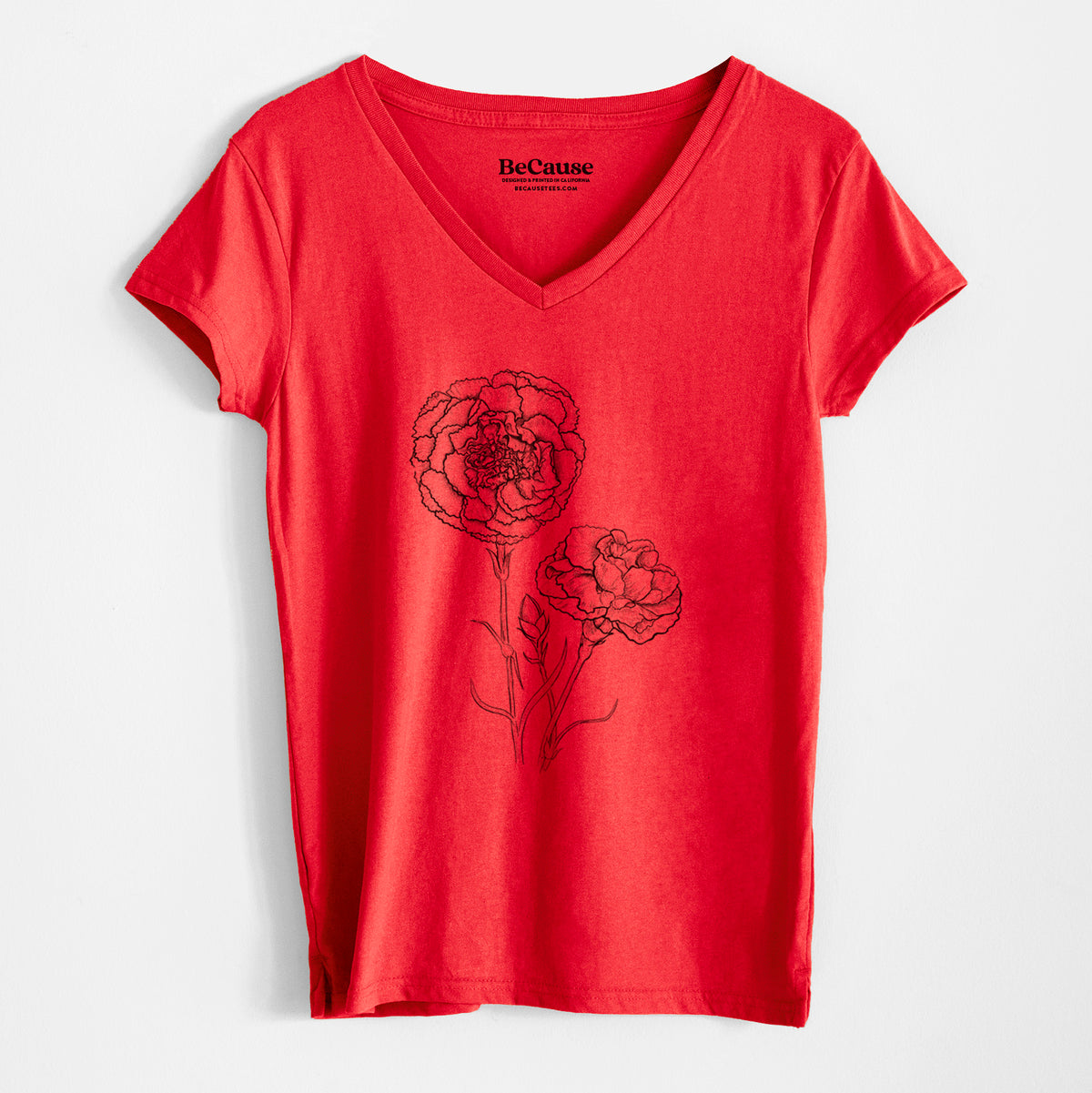 Carnations - Dianthus caryophyllus - Women&#39;s 100% Recycled V-neck