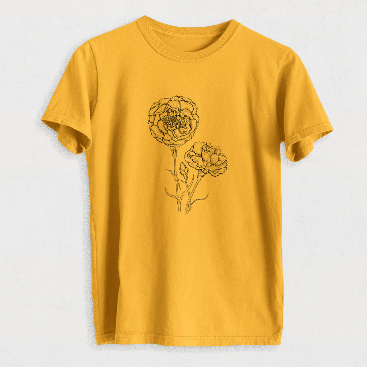 Carnations - Dianthus caryophyllus - Heavyweight Men&#39;s 100% Organic Cotton Tee