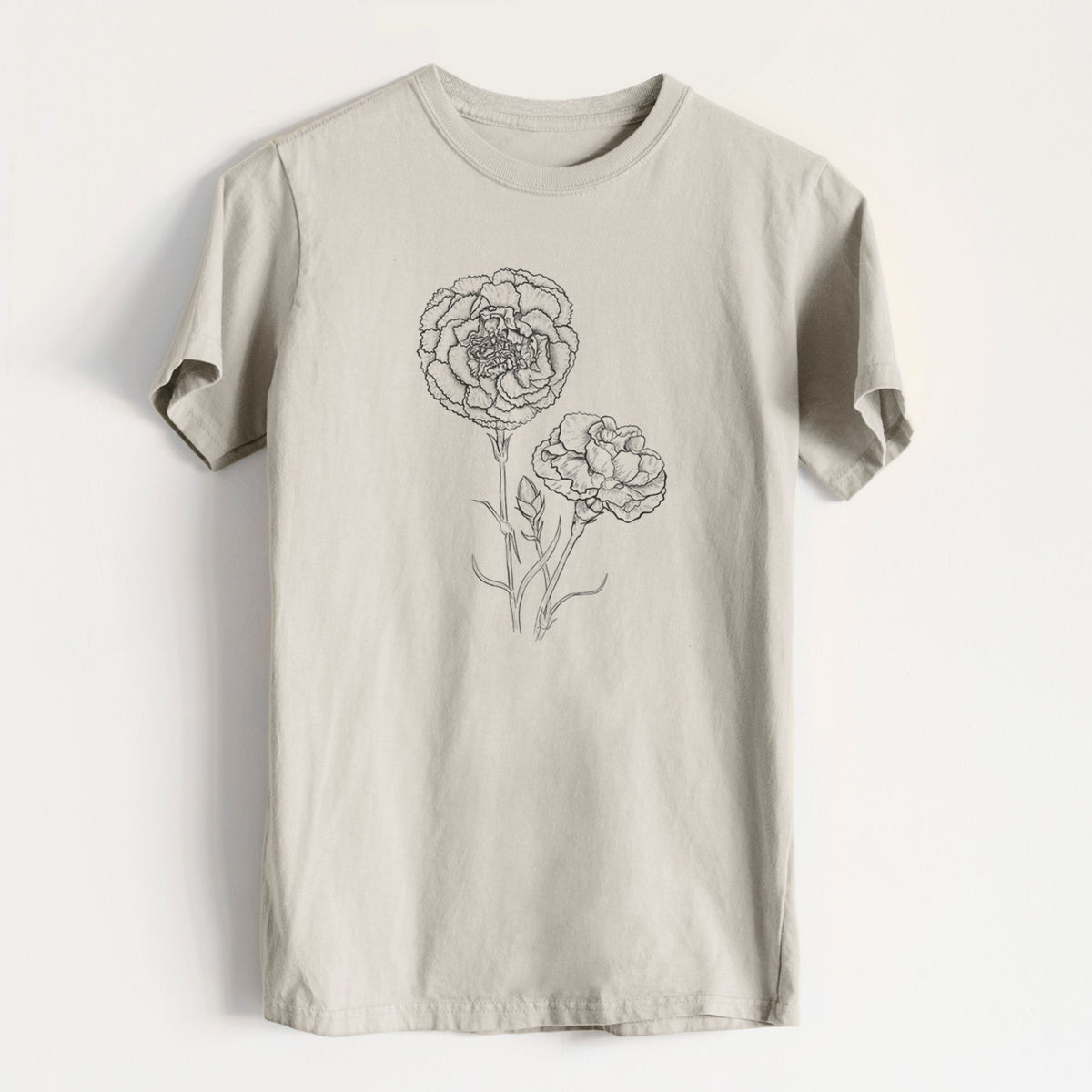Carnations - Dianthus caryophyllus - Heavyweight Men&#39;s 100% Organic Cotton Tee