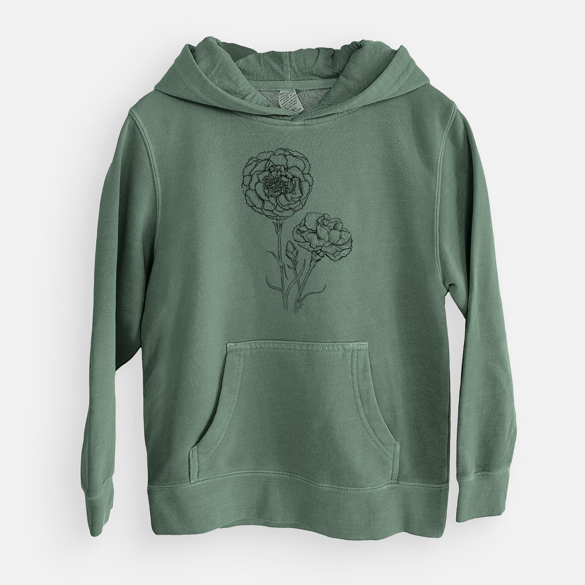Carnations - Dianthus caryophyllus - Youth Pigment Dyed Hoodie