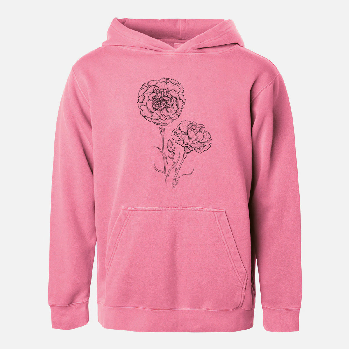 Carnations - Dianthus caryophyllus - Youth Pigment Dyed Hoodie