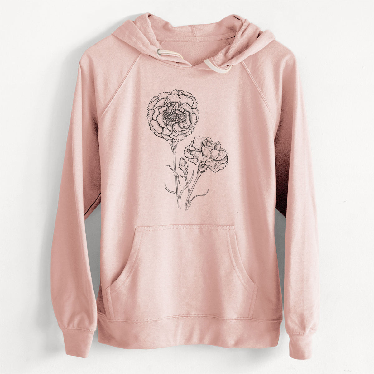 CLEARANCE - Carnations - Dianthus caryophyllus  - Unisex Slim Fit Loopback Terry Hoodie