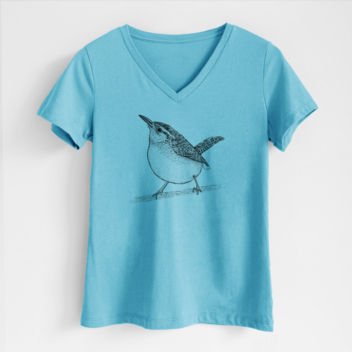 Carolina Wren - Thryothorus ludovicianus - Women&#39;s Lightweight Relaxed Fit 100% Cotton V-neck
